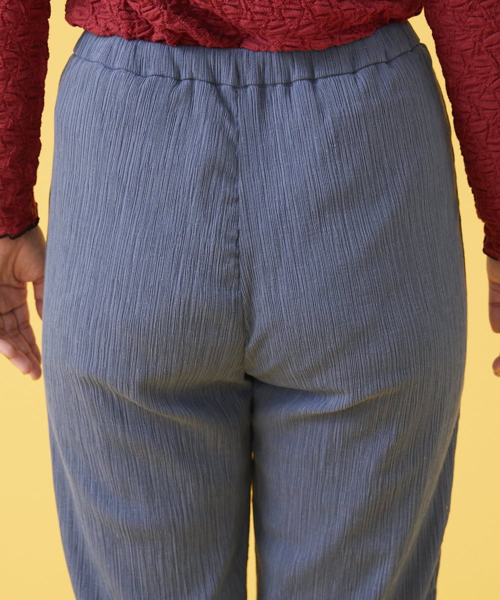 GJLJQ42160 Jocomomola(ホコモモラ) シアークレープ フレアレッグパンツ ライトブルー