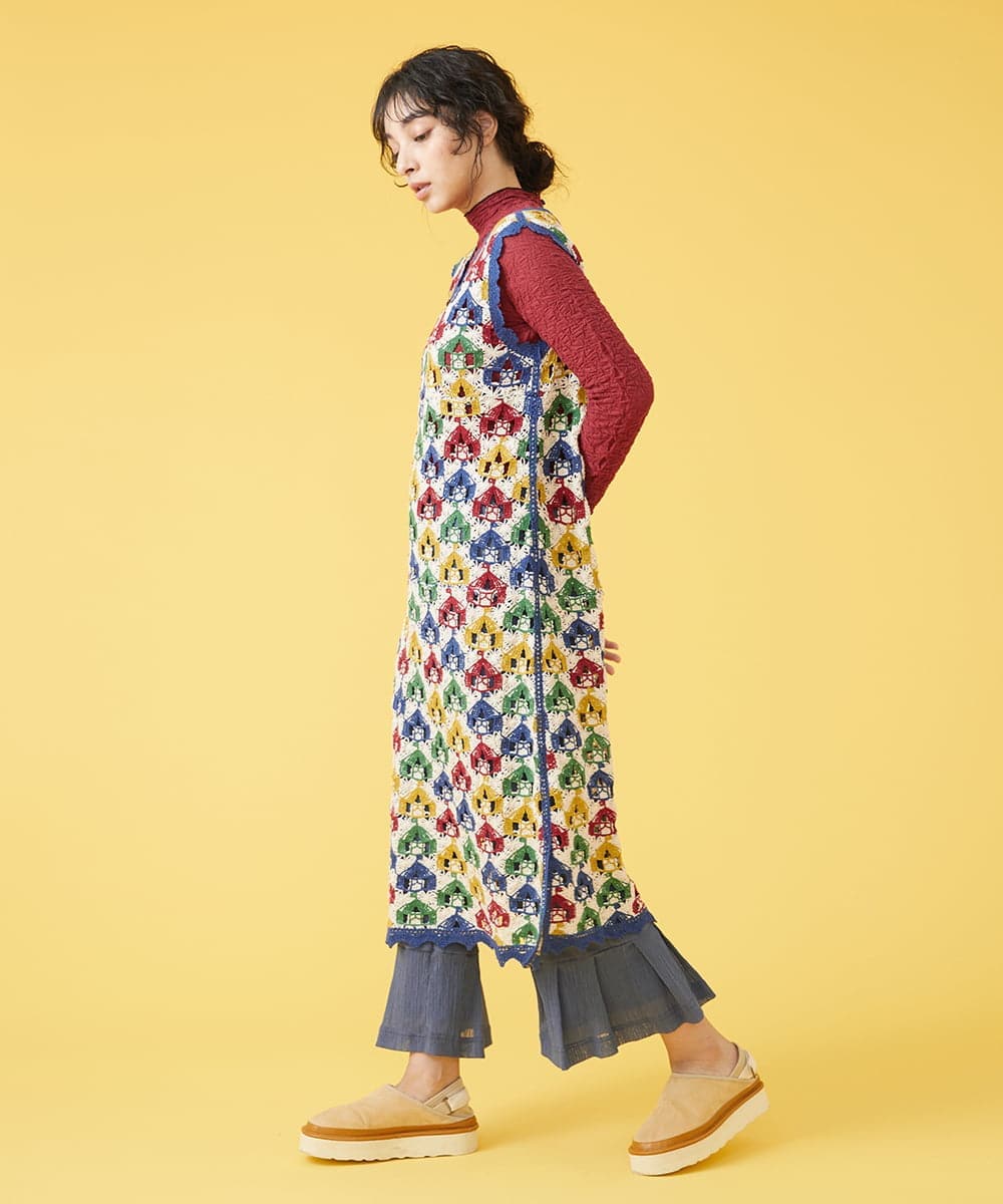 GJLJQ42160 Jocomomola(ホコモモラ) シアークレープ フレアレッグパンツ ライトブルー