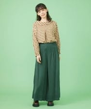 GJLJT39190 Jocomomola(ホコモモラ) テンセルピーチ ワイドパンツ グリーン