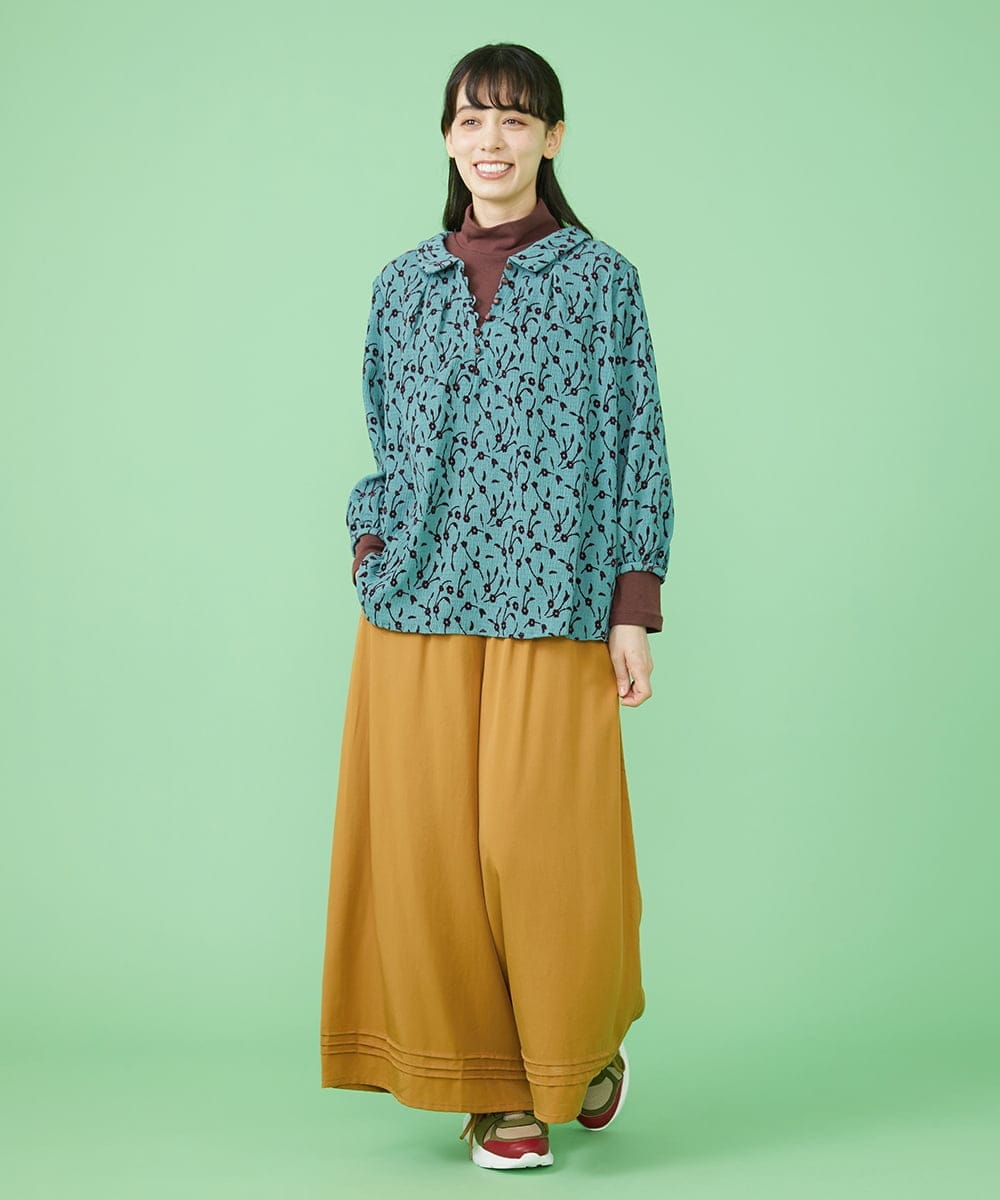GJLJT39190 Jocomomola(ホコモモラ) テンセルピーチ ワイドパンツ グリーン