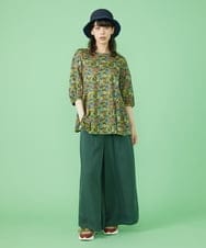 GJLJT39190 Jocomomola(ホコモモラ) テンセルピーチ ワイドパンツ グリーン