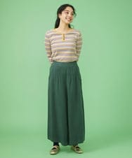 GJLJT39190 Jocomomola(ホコモモラ) テンセルピーチ ワイドパンツ グリーン