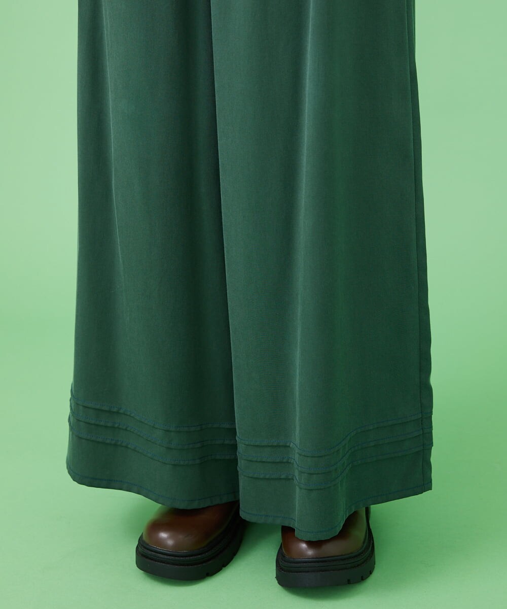 GJLJT39190 Jocomomola(ホコモモラ) テンセルピーチ ワイドパンツ グリーン