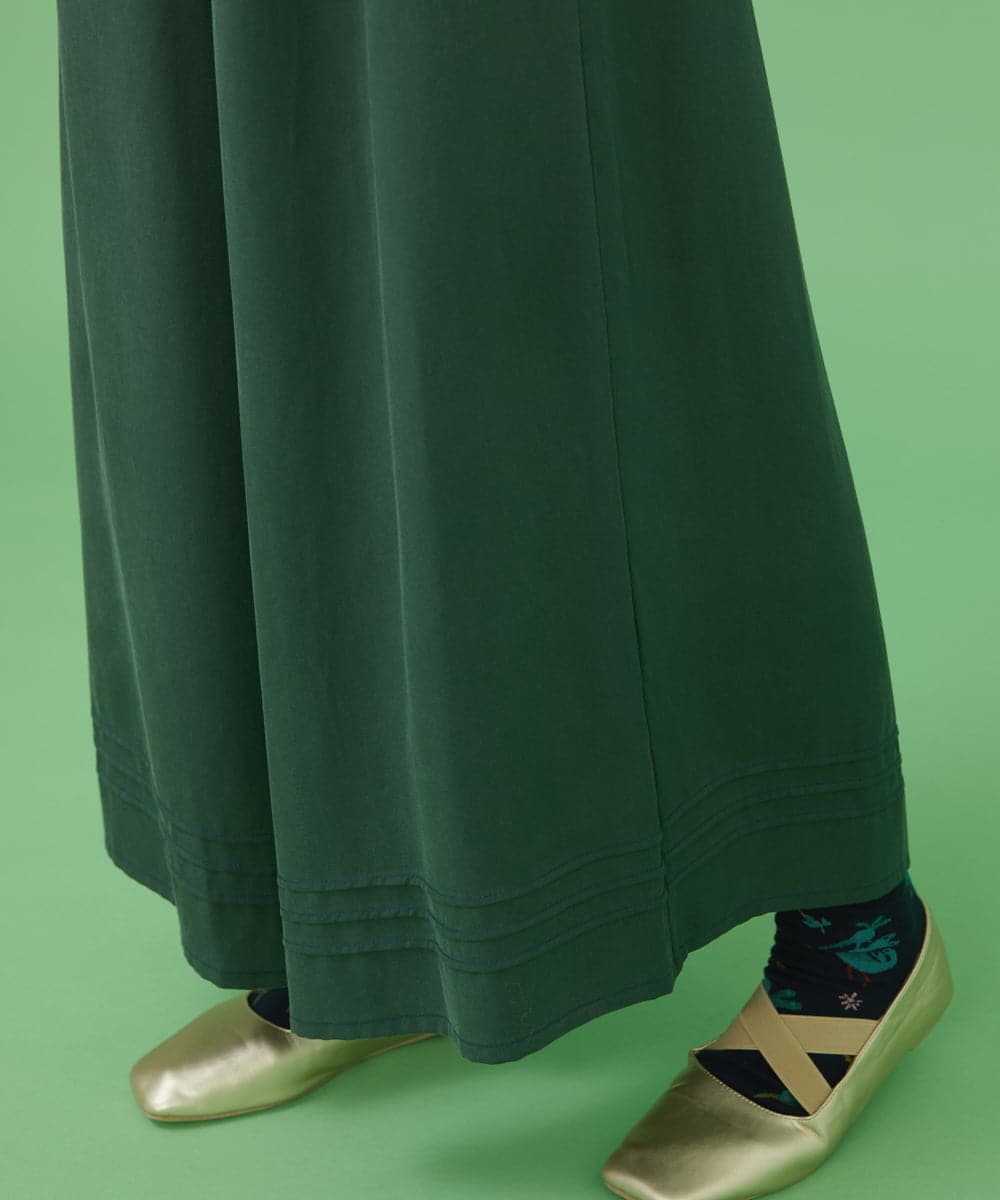 GJLJT39190 Jocomomola(ホコモモラ) テンセルピーチ ワイドパンツ グリーン