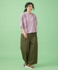 GJLJT40190 Jocomomola(ホコモモラ) カラーデニムワイドパンツ ベージュ