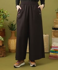 GJLLA32200 Jocomomola(ホコモモラ) T/Rドビー フラワー刺繍ワイドパンツ ダークブラウン