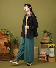GJLLA32200 Jocomomola(ホコモモラ) T/Rドビー フラワー刺繍ワイドパンツ ダークブラウン