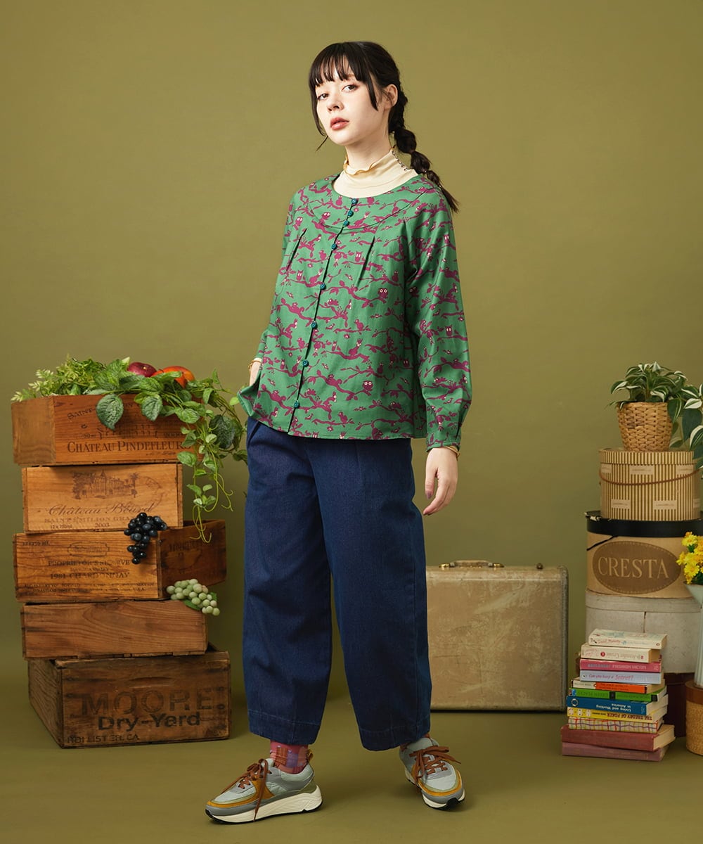 GJLLA40180 Jocomomola(ホコモモラ) Reflejo 配色デニムパンツ レッド