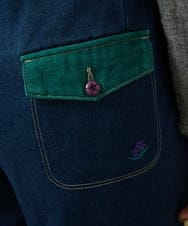 GJLLA40180 Jocomomola(ホコモモラ) Reflejo 配色デニムパンツ レッド