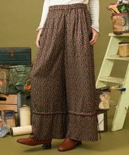 GJLLD03220 Jocomomola(ホコモモラ) Estarcido フラワープリントワイドパンツ ブラウン