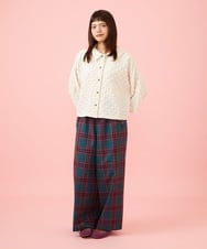 GJLLD32200 Jocomomola(ホコモモラ) 【ダブルポイント】チェック柄ワイドパンツ ブルー