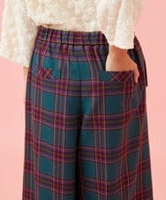 GJLLD32200 Jocomomola(ホコモモラ) 【ダブルポイント】チェック柄ワイドパンツ ブルー