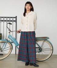 GJLLD32200 Jocomomola(ホコモモラ) 【ダブルポイント】チェック柄ワイドパンツ ブルー
