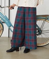 GJLLD32200 Jocomomola(ホコモモラ) 【ダブルポイント】チェック柄ワイドパンツ ブルー