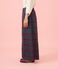 GJLLD32200 Jocomomola(ホコモモラ) 【ダブルポイント】チェック柄ワイドパンツ ブルー
