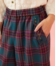 GJLLD32200 Jocomomola(ホコモモラ) 【ダブルポイント】チェック柄ワイドパンツ ブルー