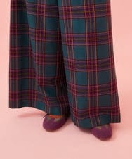 GJLLD32200 Jocomomola(ホコモモラ) 【ダブルポイント】チェック柄ワイドパンツ ブルー