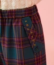 GJLLD32200 Jocomomola(ホコモモラ) 【ダブルポイント】チェック柄ワイドパンツ ブルー