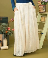 GJLLD35220 Jocomomola(ホコモモラ) Recortar formas 起毛総レースワイドパンツ アイボリー