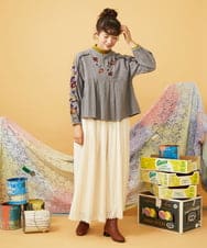 GJLLD35220 Jocomomola(ホコモモラ) Recortar formas 起毛総レースワイドパンツ アイボリー