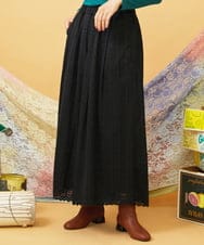 GJLLD35220 Jocomomola(ホコモモラ) Recortar formas 起毛総レースワイドパンツ ブラック