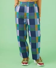 GJLLS03220 Jocomomola(ホコモモラ) Escaleras チェックパンツ ブルー