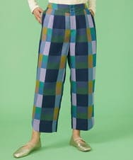 GJLLS03220 Jocomomola(ホコモモラ) Escaleras チェックパンツ ブルー