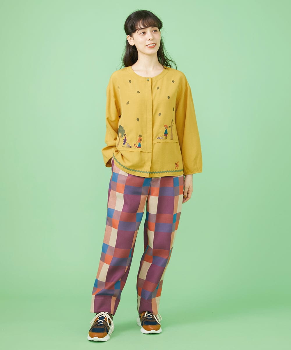 GJLLS03220 Jocomomola(ホコモモラ) Escaleras チェックパンツ ブルー