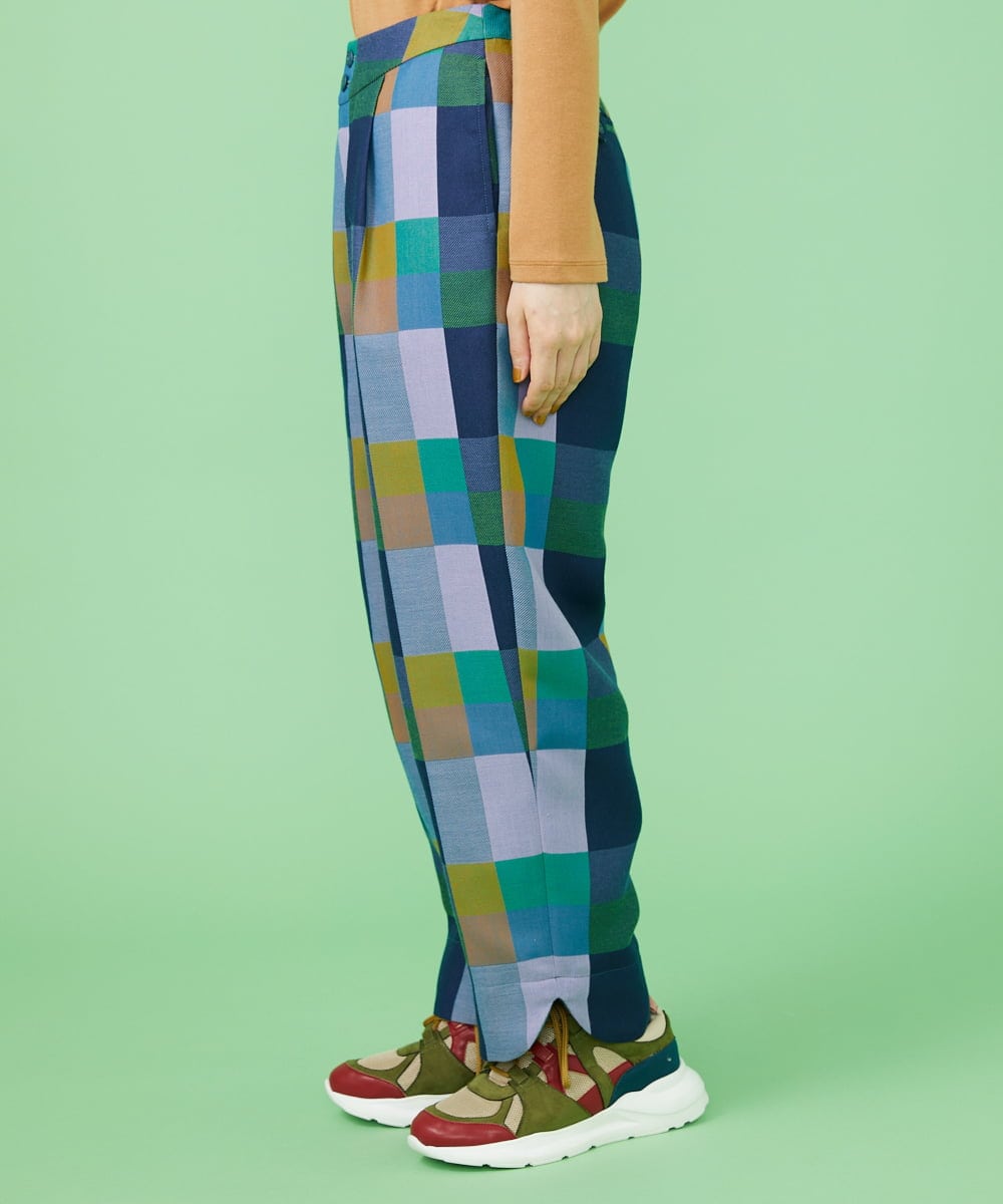 GJLLS03220 Jocomomola(ホコモモラ) Escaleras チェックパンツ ブルー