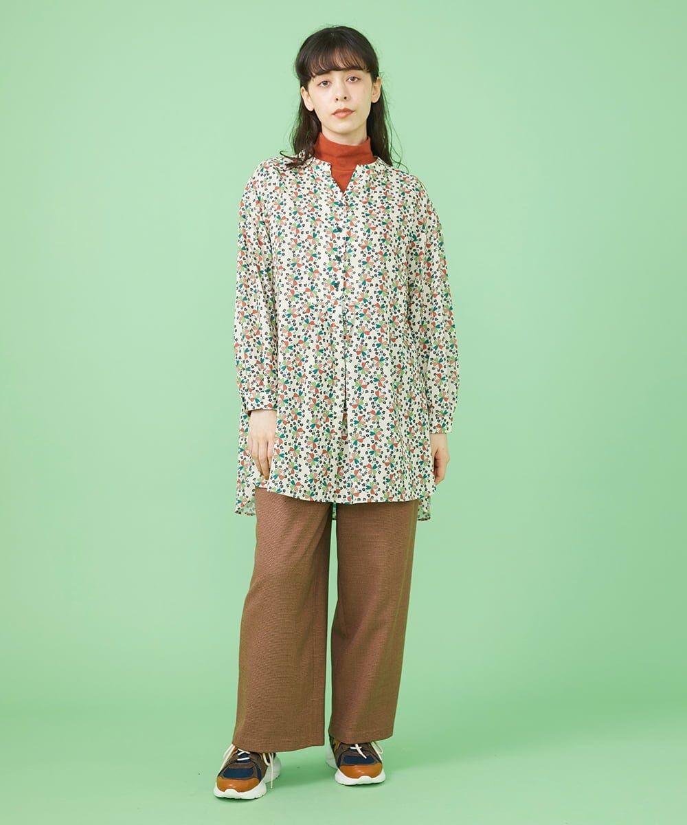 GJLLS30190 Jocomomola(ホコモモラ) T/Rドビー ワイドパンツ ブラック