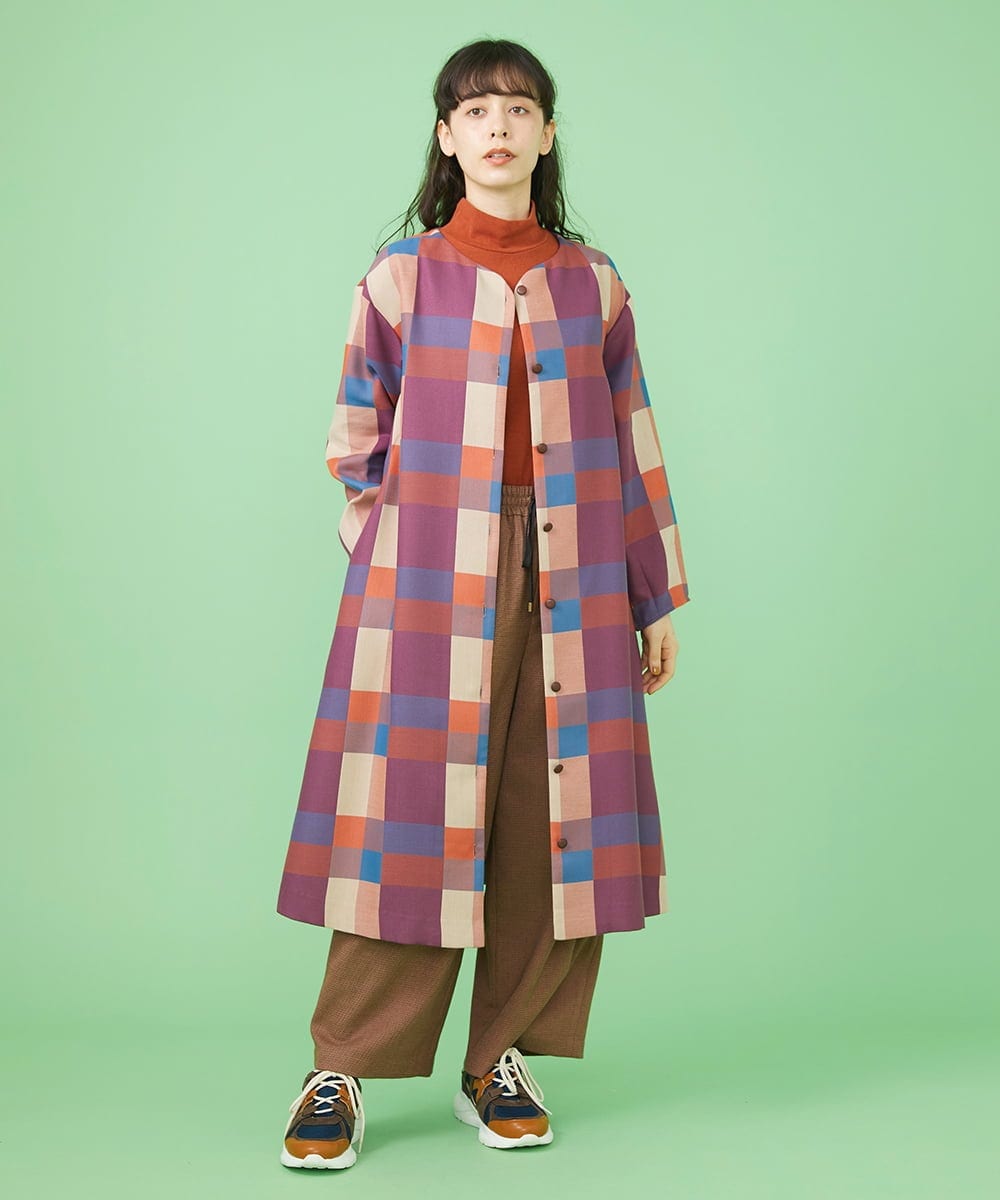 GJLLS30190 Jocomomola(ホコモモラ) T/Rドビー ワイドパンツ ブラック