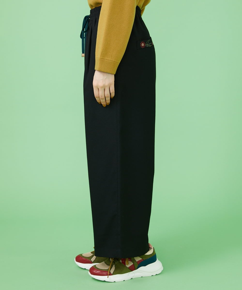 GJLLS30190 Jocomomola(ホコモモラ) T/Rドビー ワイドパンツ ブラック