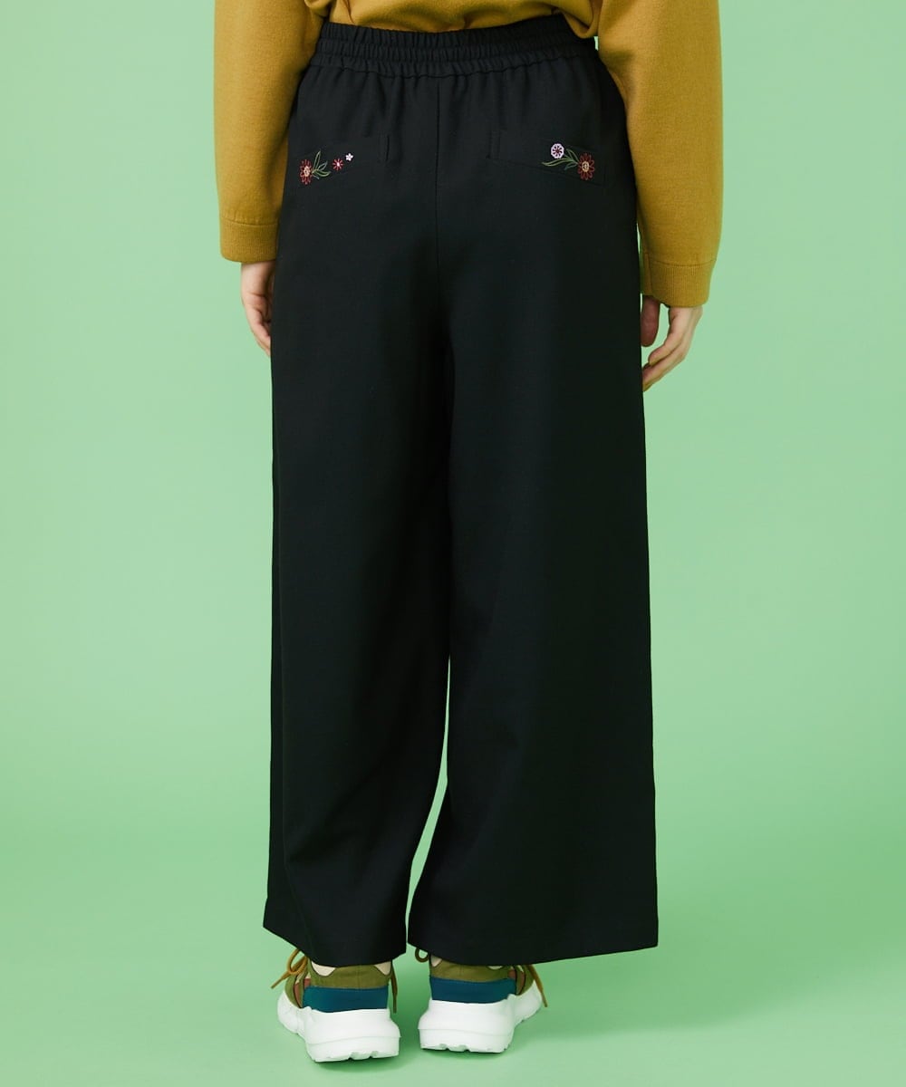 GJLLS30190 Jocomomola(ホコモモラ) T/Rドビー ワイドパンツ ブラック