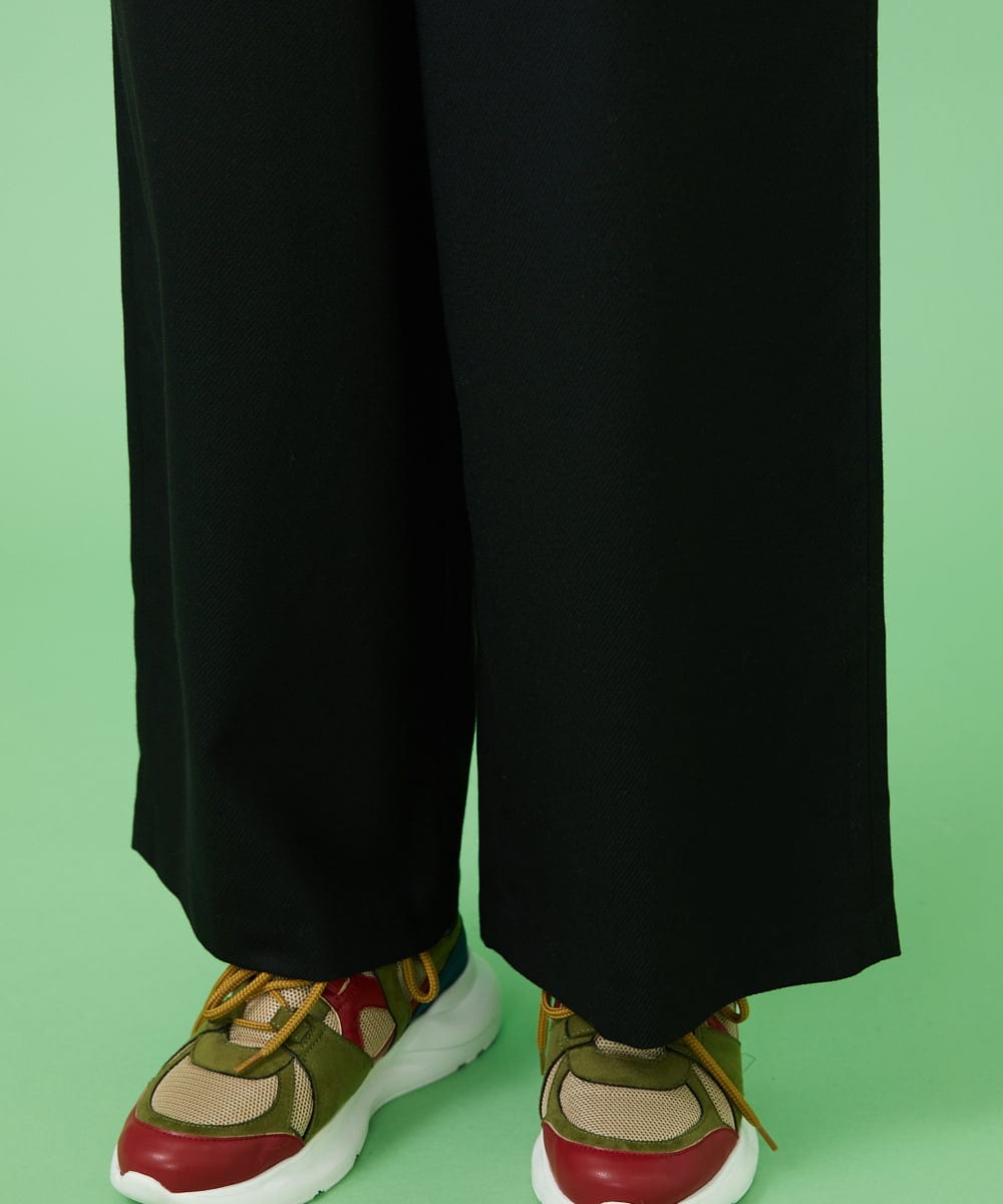 GJLLS30190 Jocomomola(ホコモモラ) T/Rドビー ワイドパンツ ブラック