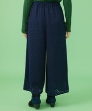 GJLLS37180 Jocomomola(ホコモモラ) 起毛レースワイドパンツ ネイビー