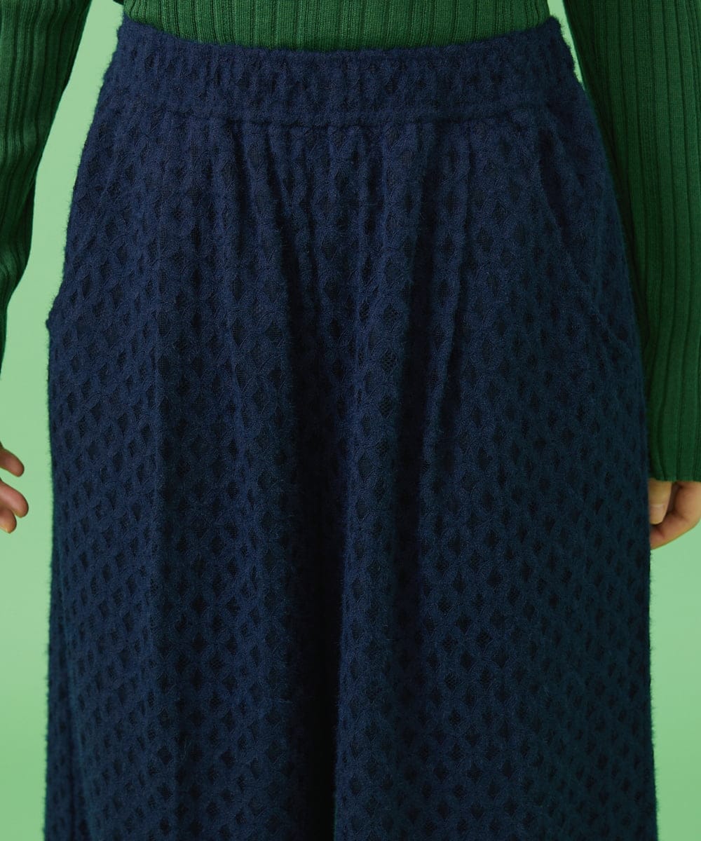 GJLLS37180 Jocomomola(ホコモモラ) 起毛レースワイドパンツ ネイビー