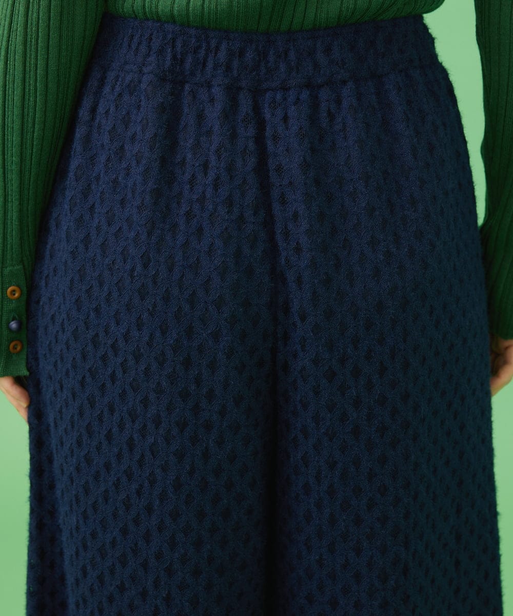 GJLLS37180 Jocomomola(ホコモモラ) 起毛レースワイドパンツ ネイビー