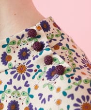 GJPAB36270 Jocomomola(ホコモモラ) Doce uvas ウエスト切り替えプリントワンピース ネイビー