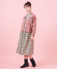 GJPAB36270 Jocomomola(ホコモモラ) Doce uvas ウエスト切り替えプリントワンピース ネイビー