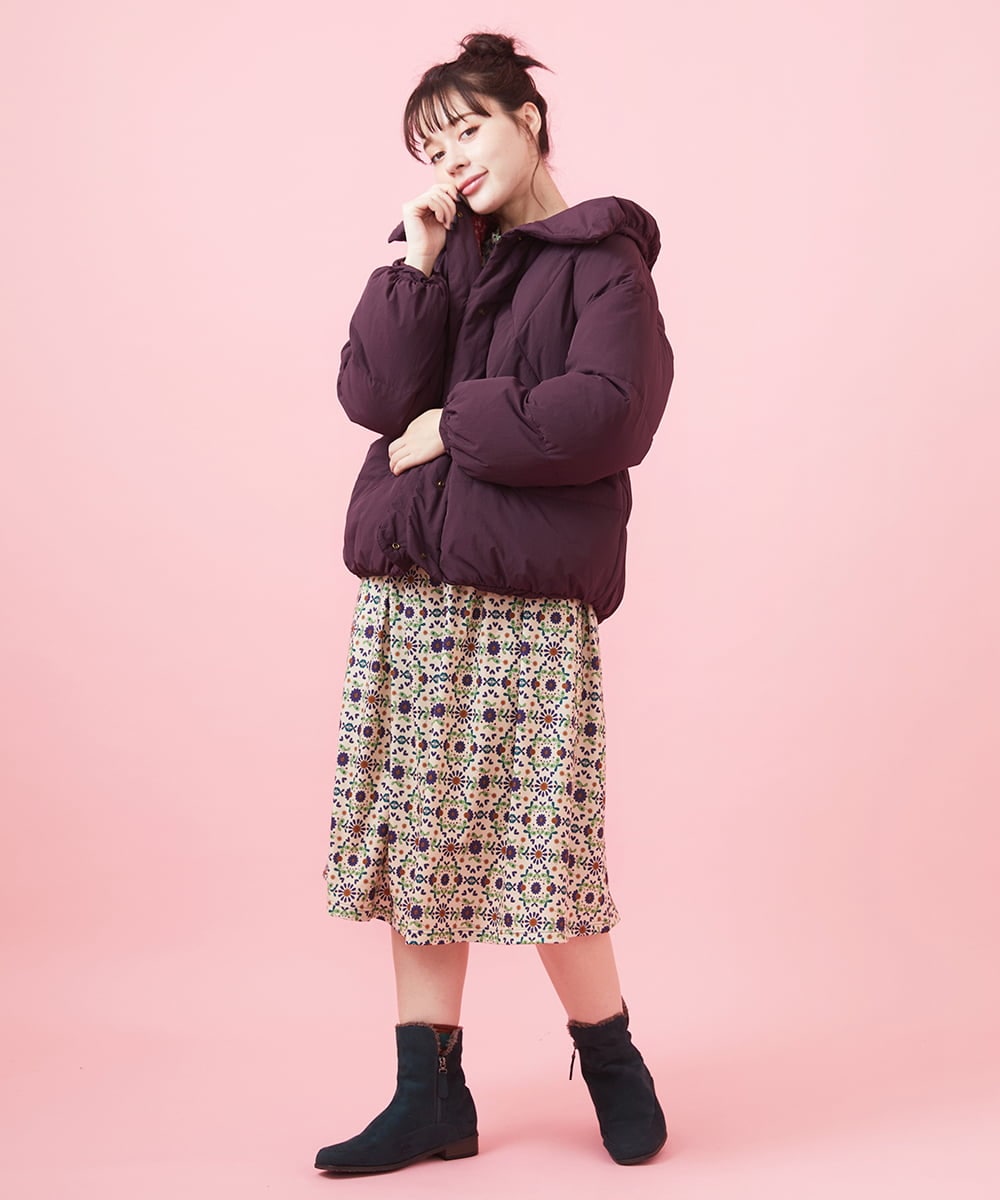 GJPAB36270 Jocomomola(ホコモモラ) Doce uvas ウエスト切り替えプリントワンピース ネイビー