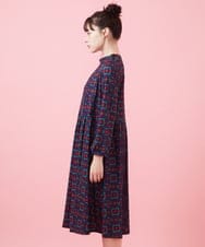 GJPAB36270 Jocomomola(ホコモモラ) Doce uvas ウエスト切り替えプリントワンピース ネイビー