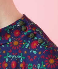GJPAB36270 Jocomomola(ホコモモラ) Doce uvas ウエスト切り替えプリントワンピース ネイビー