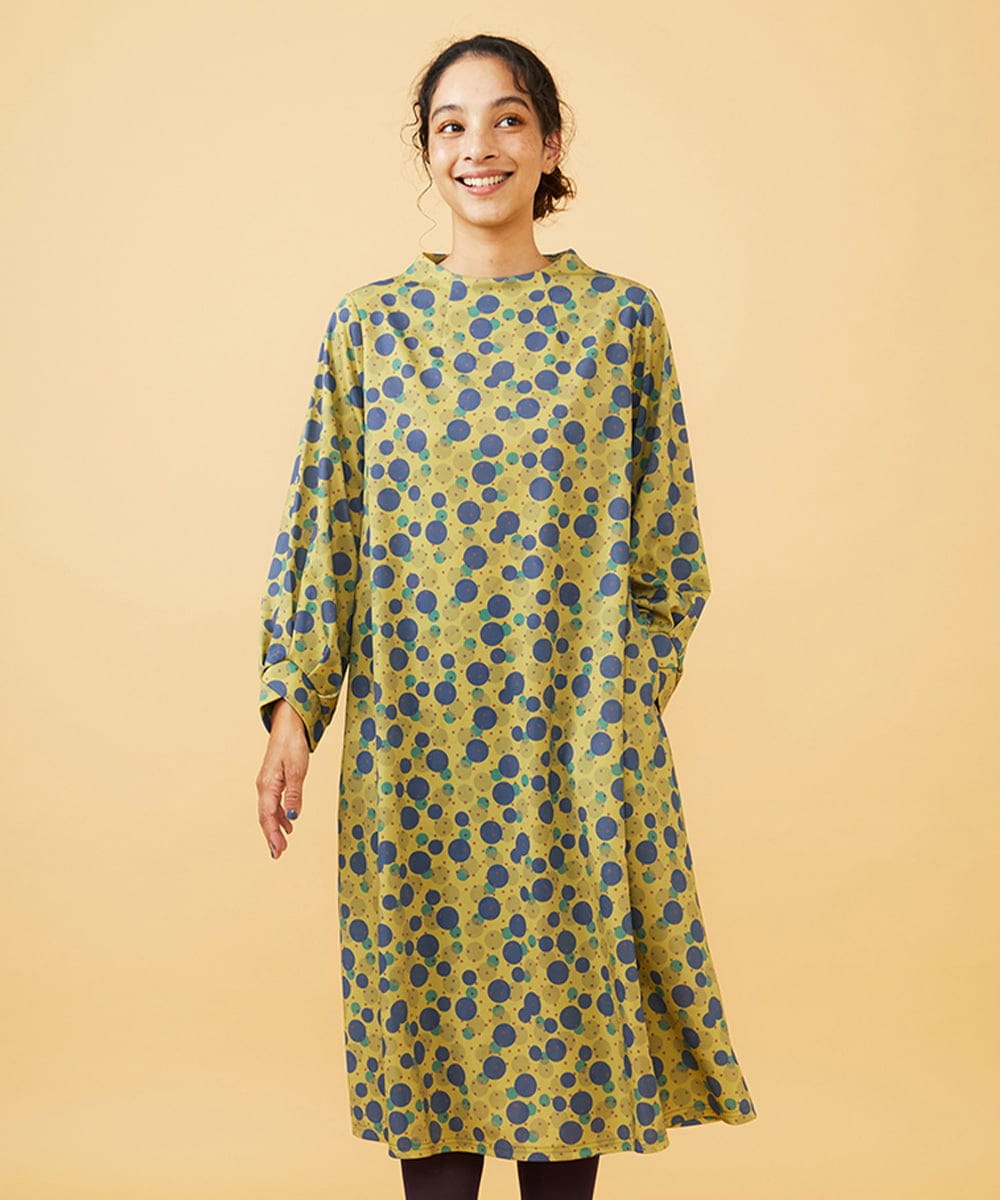 GJPAE36270 Jocomomola(ホコモモラ) Calle de la Bola ドットプリントワンピース グリーン