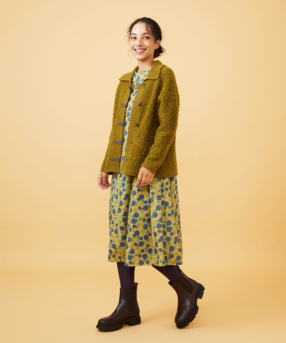 GJPAE36270 Jocomomola(ホコモモラ) Calle de la Bola ドットプリントワンピース グリーン