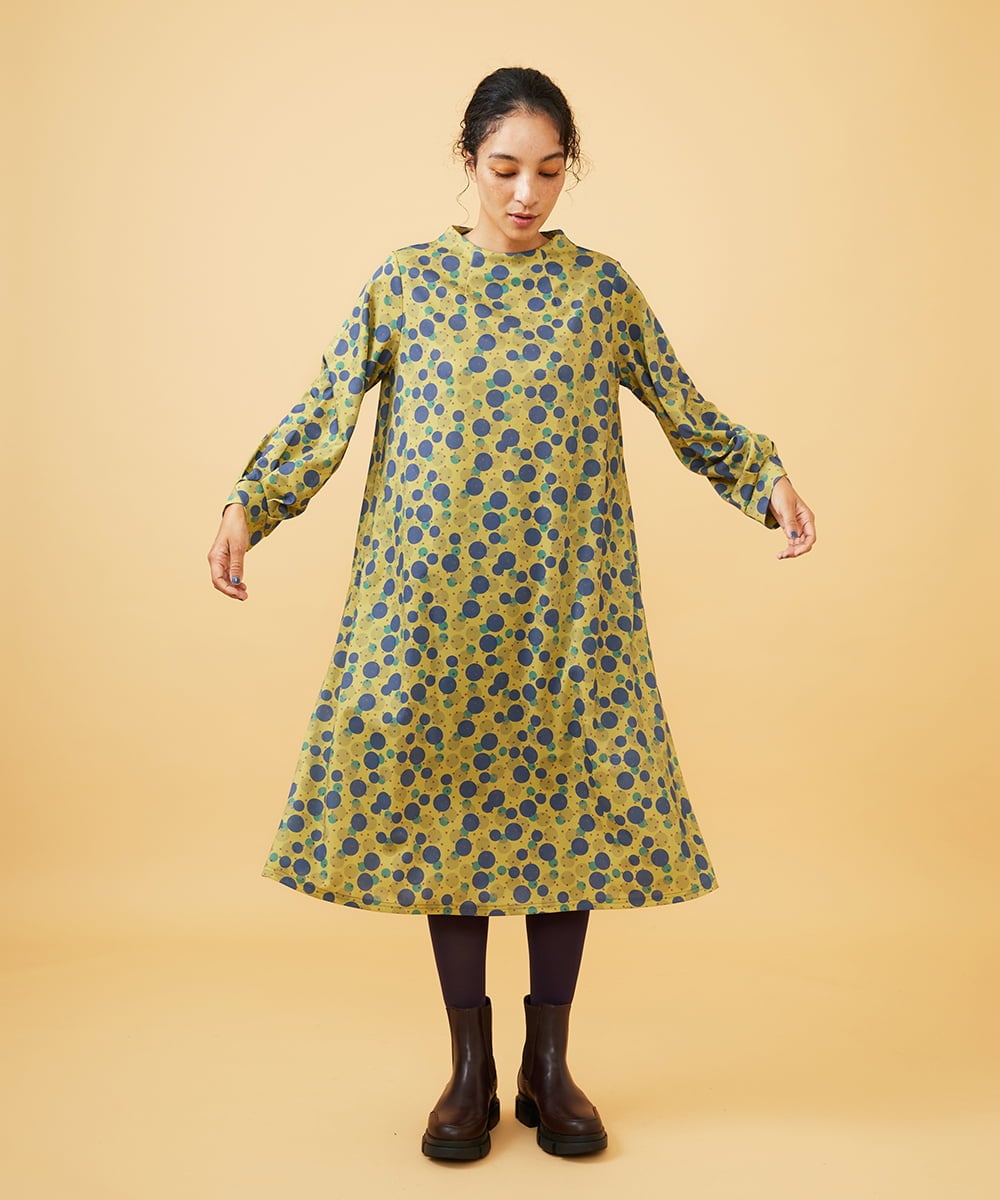 GJPAE36270 Jocomomola(ホコモモラ) Calle de la Bola ドットプリントワンピース ブラウン