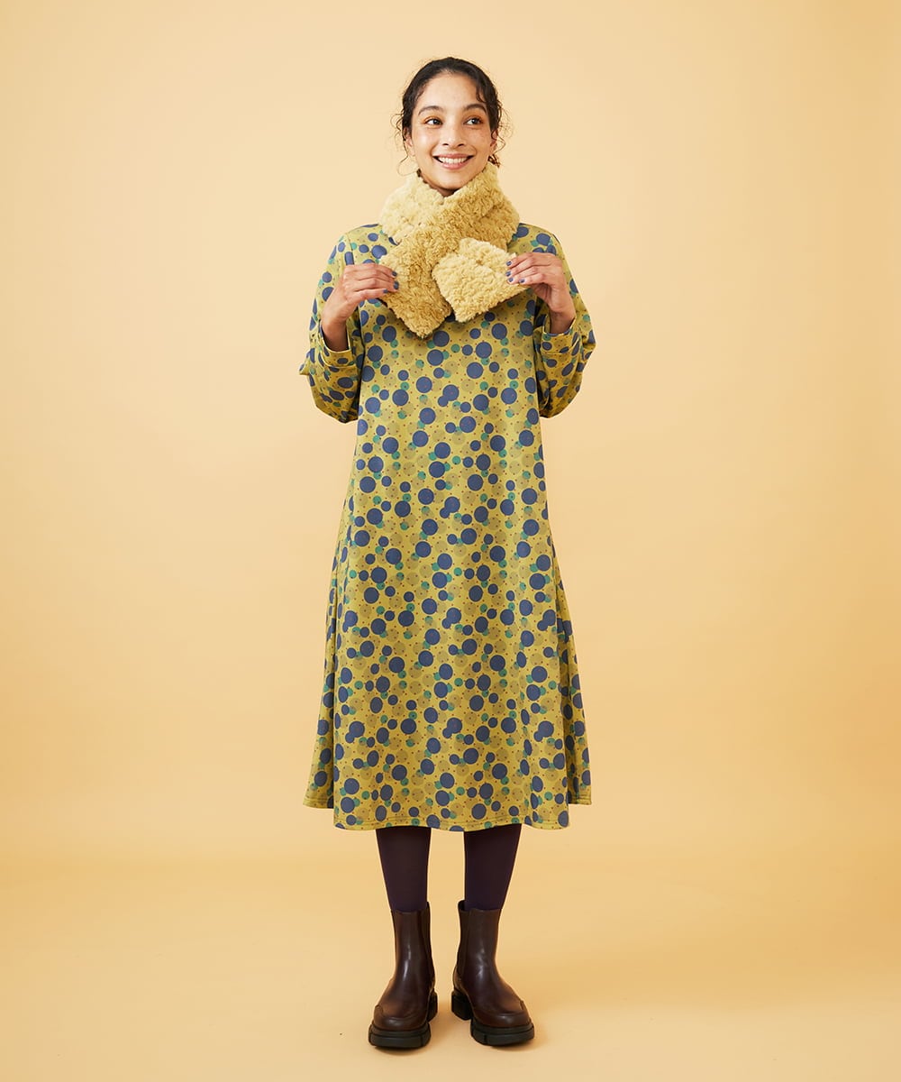 GJPAE36270 Jocomomola(ホコモモラ) Calle de la Bola ドットプリントワンピース ブラウン