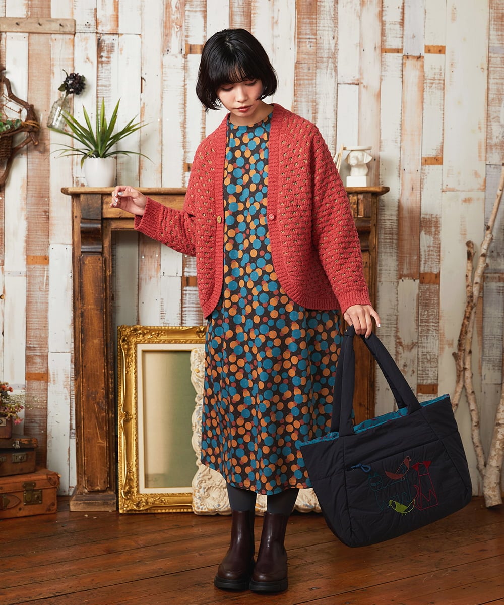 GJPAE36270 Jocomomola(ホコモモラ) Calle de la Bola ドットプリントワンピース ブラウン