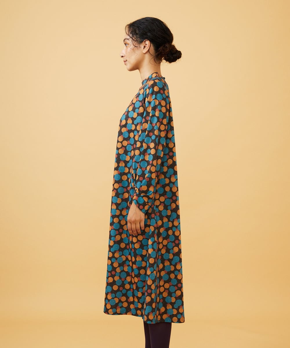 GJPAE36270 Jocomomola(ホコモモラ) Calle de la Bola ドットプリントワンピース ブラウン