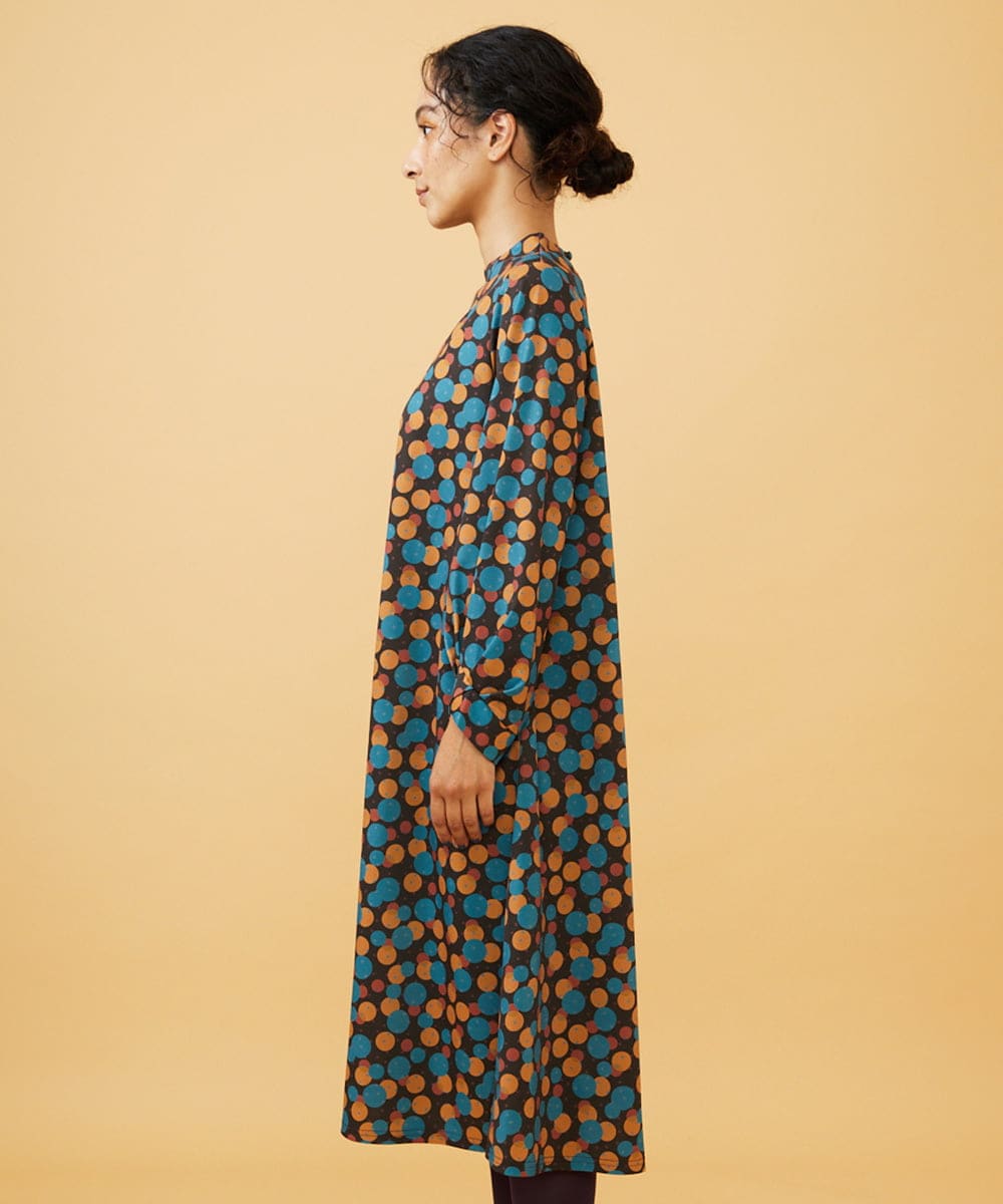 GJPAE36270 Jocomomola(ホコモモラ) Calle de la Bola ドットプリントワンピース ブラウン