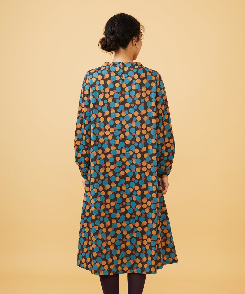 GJPAE36270 Jocomomola(ホコモモラ) Calle de la Bola ドットプリントワンピース ブラウン